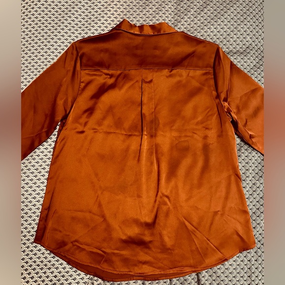 NWT Rust satin stretch blouse by Banana Republic - Size L Petite - Picture 7 of 10